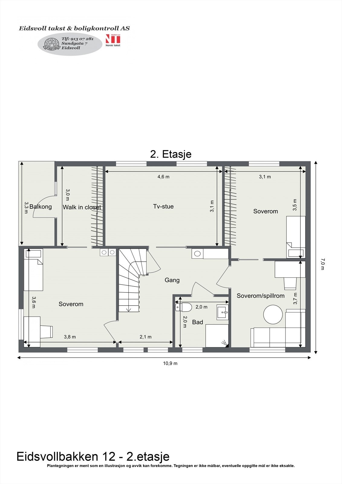 Plantegning av boligens 2. etasje. Galleribilde