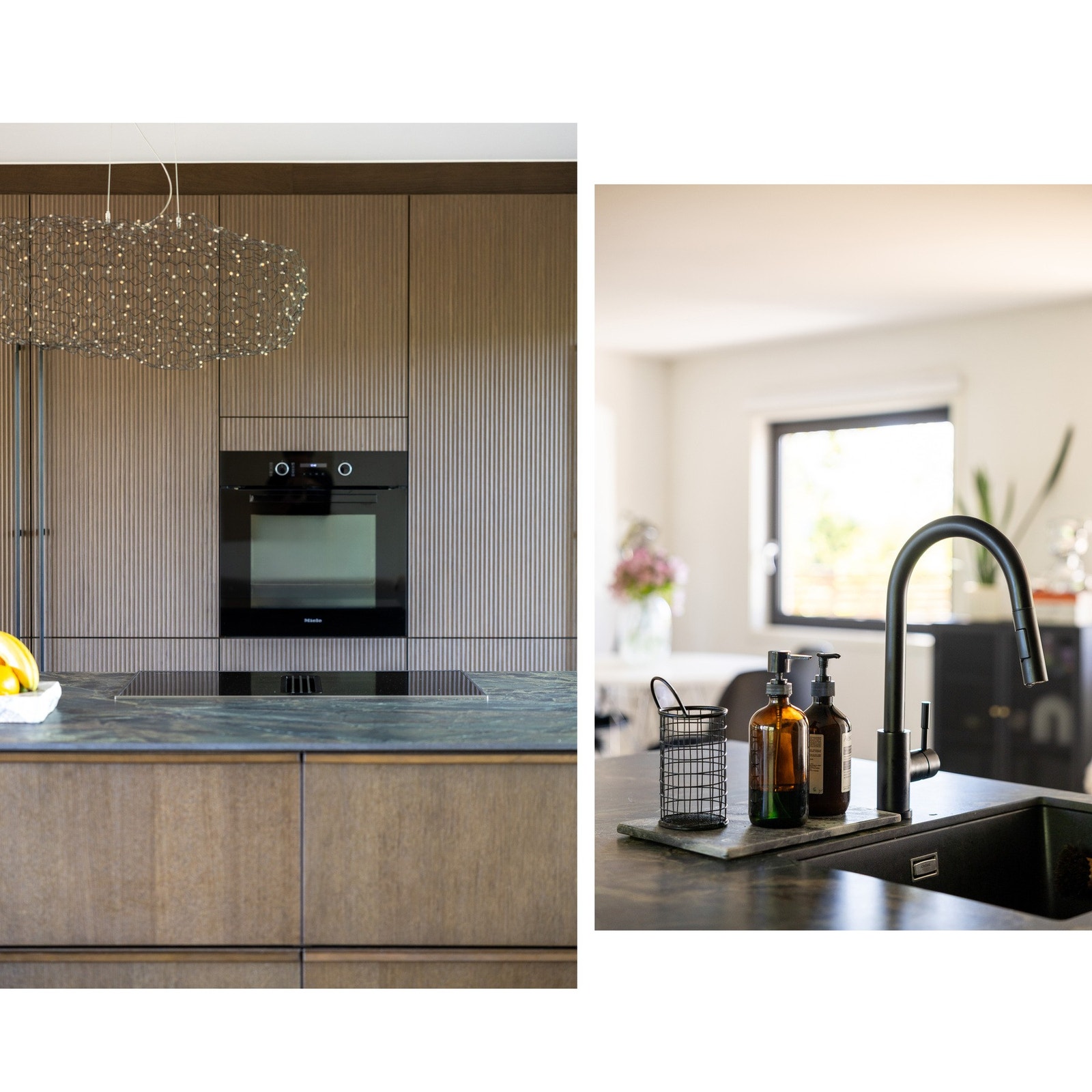 Kjøkkenet har rikelig med oppbevaringsplass, stekeovn i praktisk arbeidshøyde og oppvaskmaskin strategisk plassert ved oppvaskkummen. Galleribilde