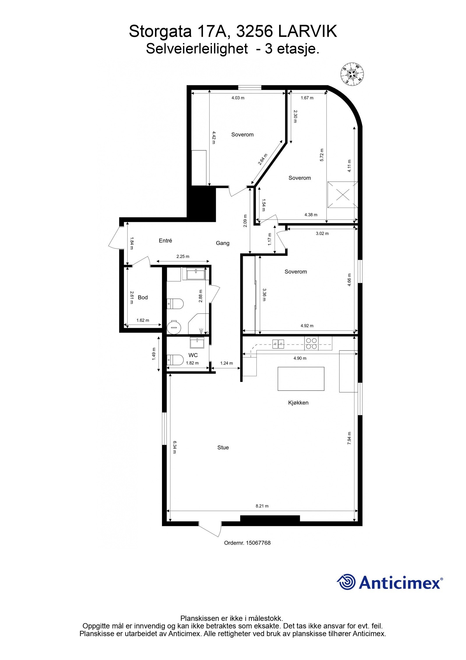 Plantegning 3 etasje Galleribilde
