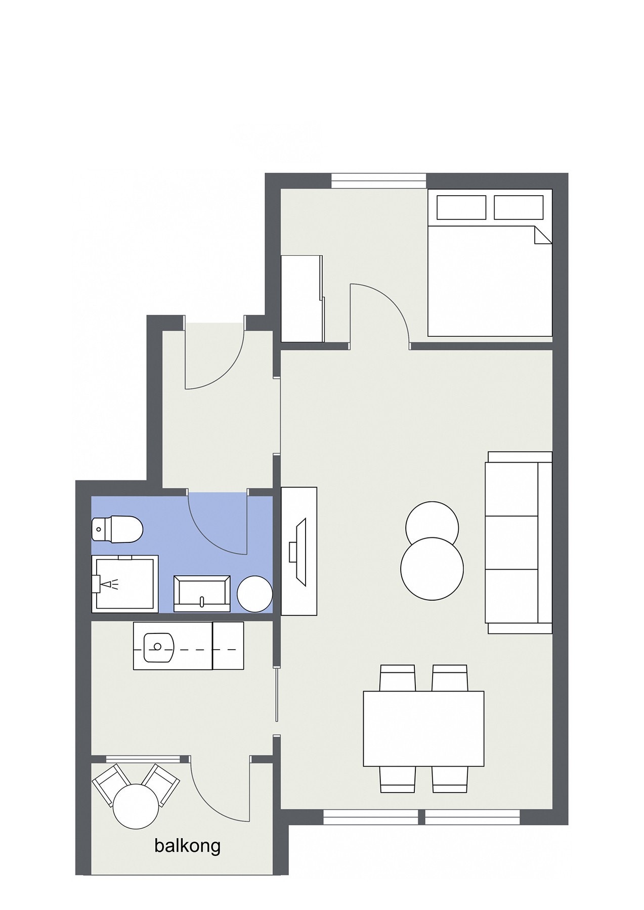 Her bor du med alt på ett plan og bod i underetasjen. Galleribilde