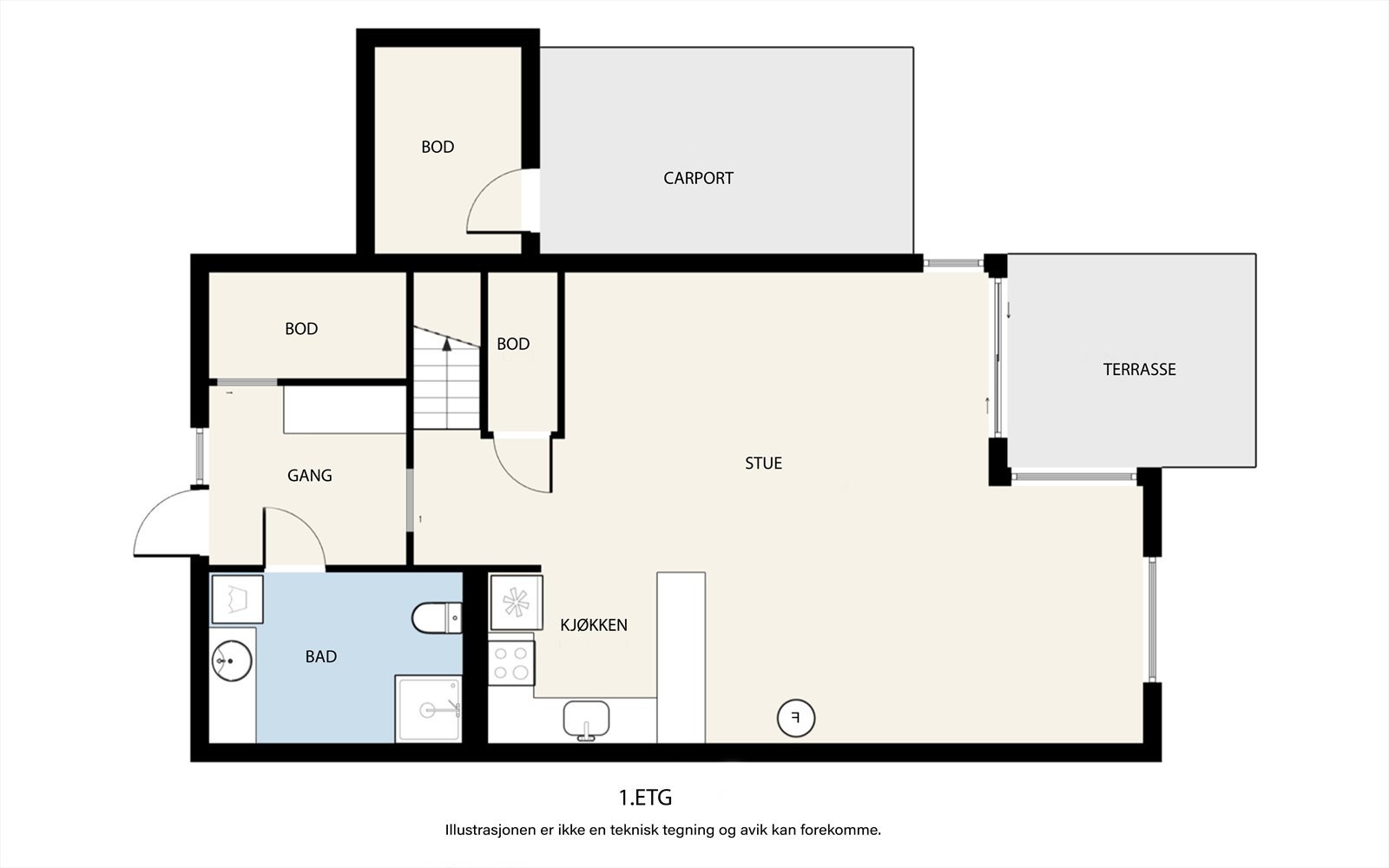 Plantegning 1. etasje Galleribilde