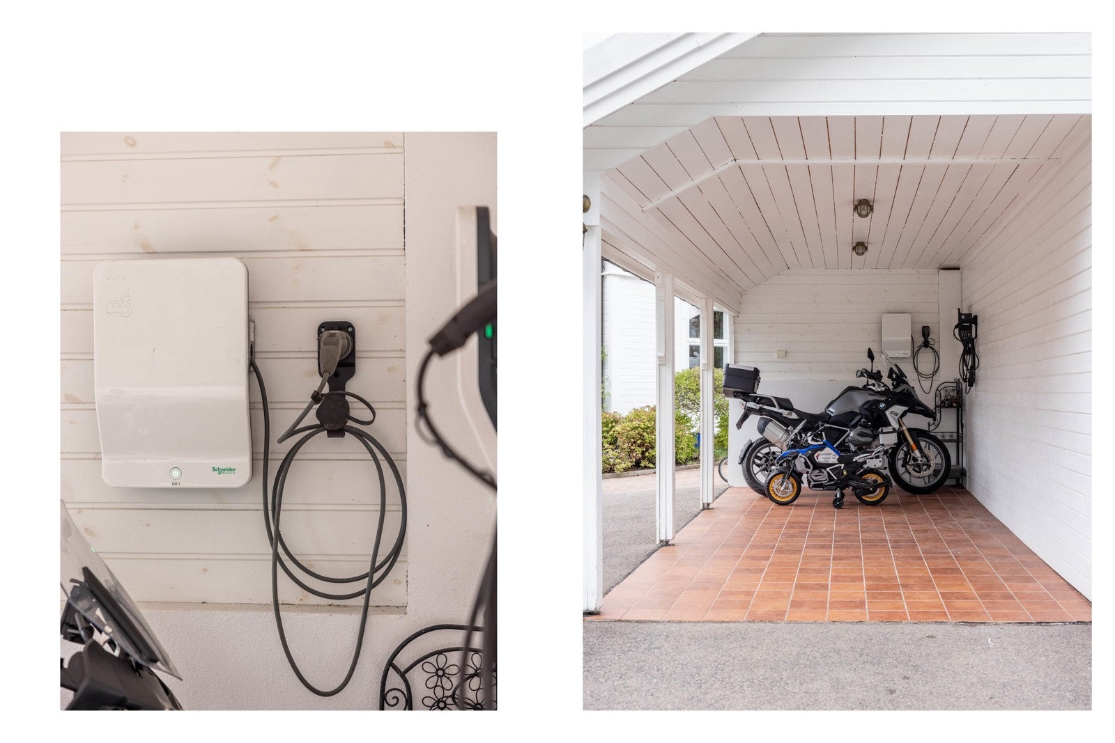 Det er montert 2 elbil-ladere. Galleribilde