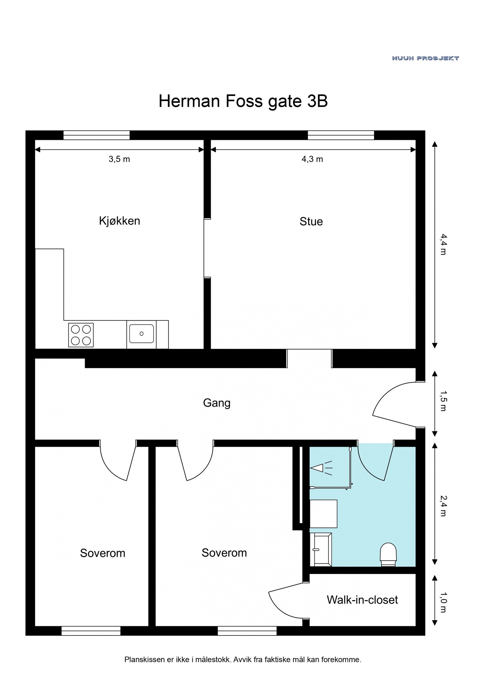 Herman Foss gate 3B - 2D Floor Plan Galleribilde