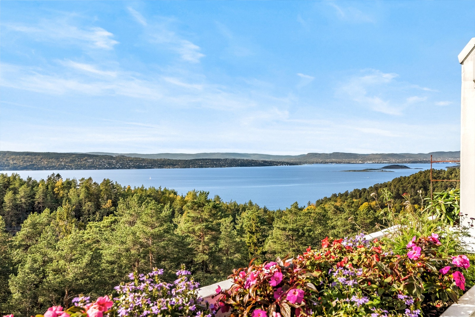 Stor og fin blomsterkasse fra side til side som de typiske terrasseleilighetene har Galleribilde