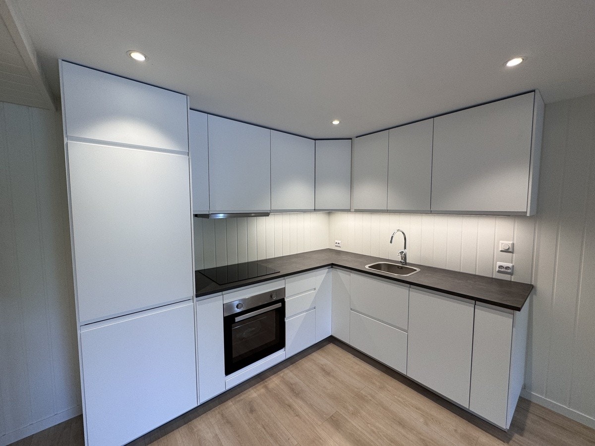 Lekkert kjøkken med alt av hvitevarer Galleribilde