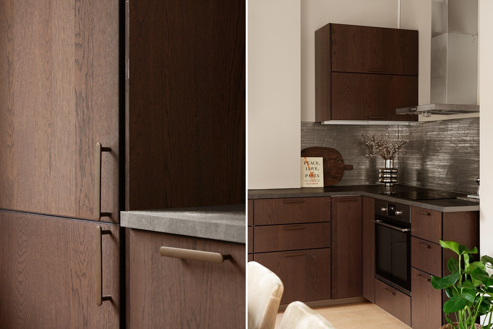 Integrerte hvitevarer som stekeovn, platetopp, mikrobølgeovn, kjøl/frys og oppvaskmaskin. Alle medfølger boligen. Galleribilde