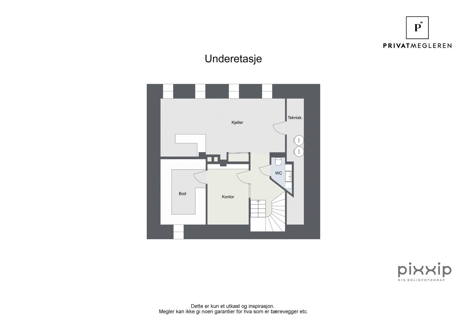 2D plantegning kjeller, ikke målsatt, kun en illustrasjon Galleribilde