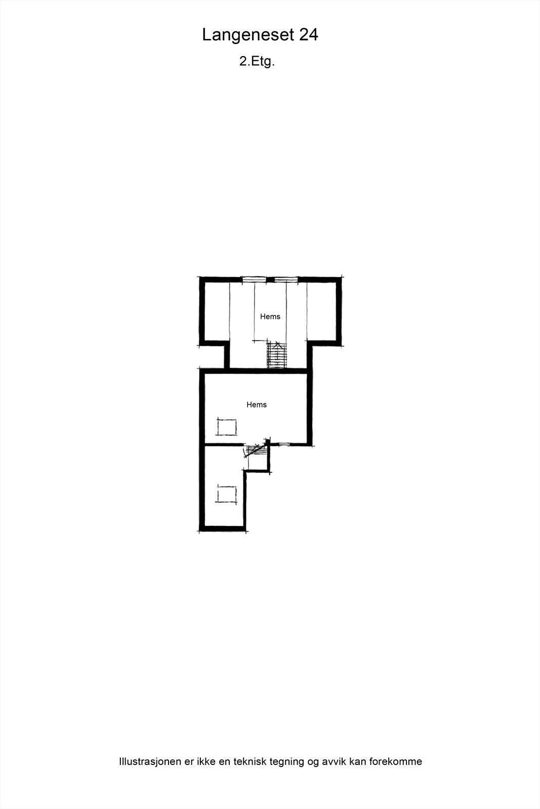 Plantegning overetasje med hems. Galleribilde