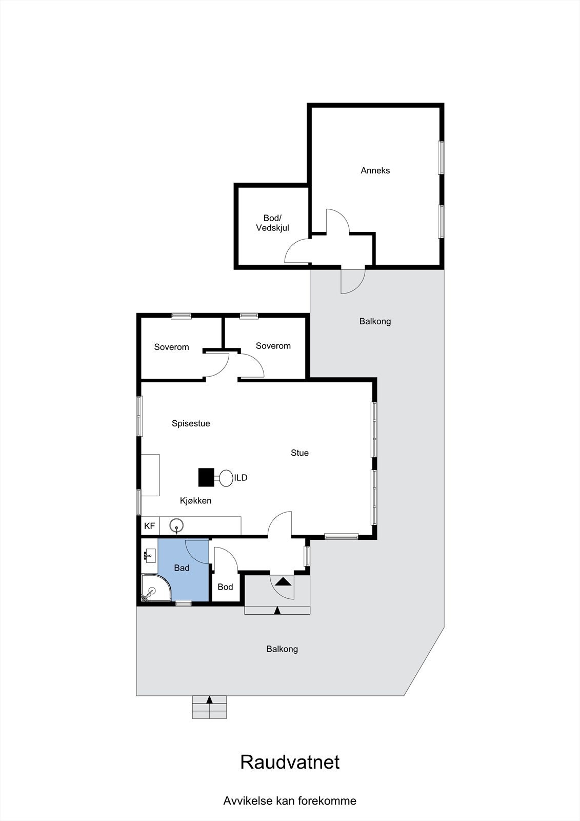 Planskisse av hytten og uthus (basert på dagens bruk) Galleribilde