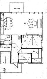 Original planløsning viser 3 soverom - så her er det mulighet for et ekstra soverom. Galleribilde