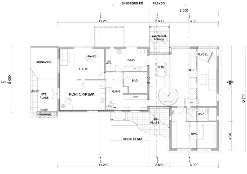 Plantegning 1 etg. Skissen er ment for illustrasjon og avvik kan forekomme. Galleribilde