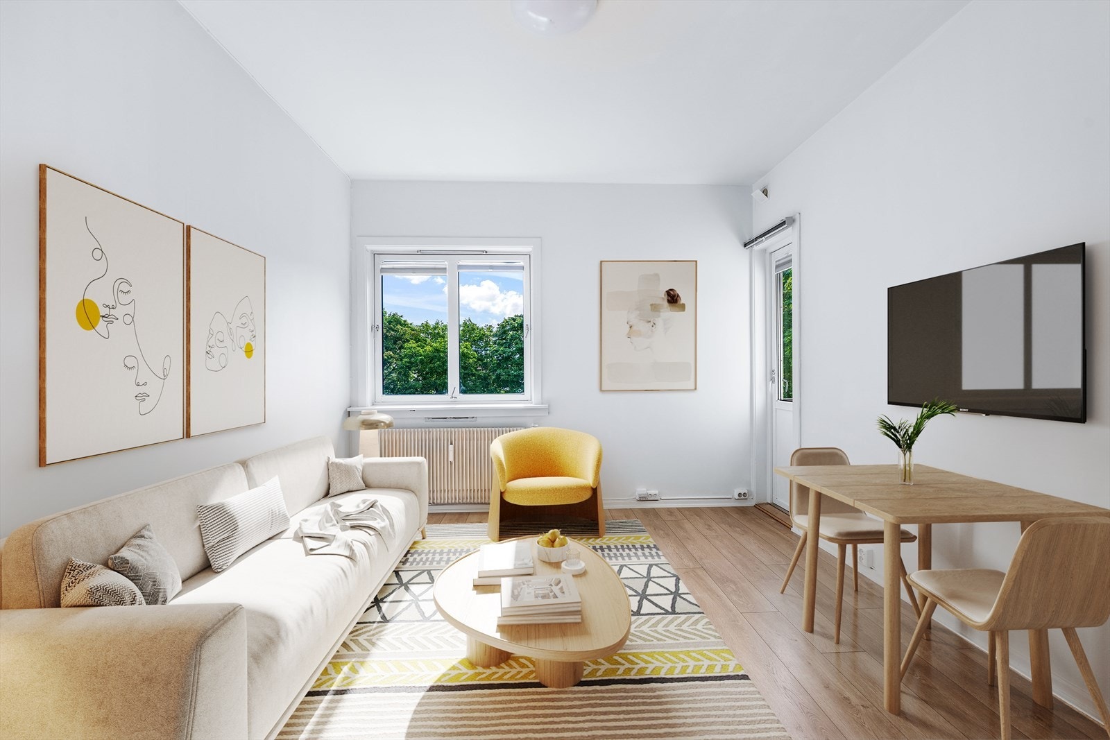 Fin 1-roms med gode møbleringsmuligheter (digital styling). Galleribilde