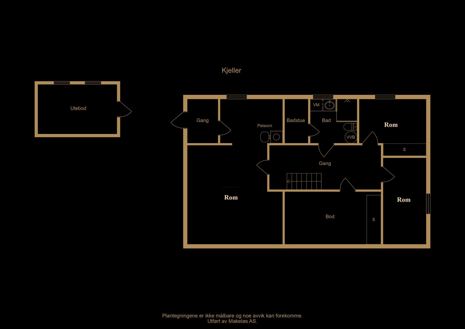 Plantegning kjeller - illustrasjon, avvik kan forekomme Galleribilde