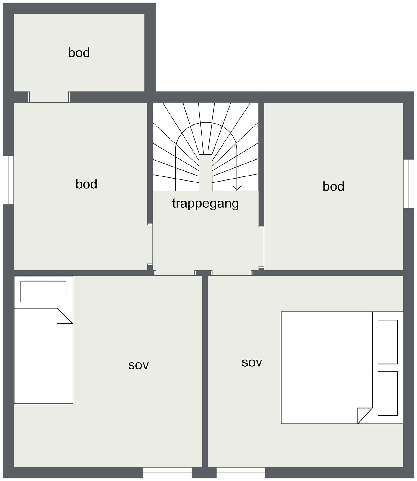 Plantegning loftsetasje utleiedel. Galleribilde