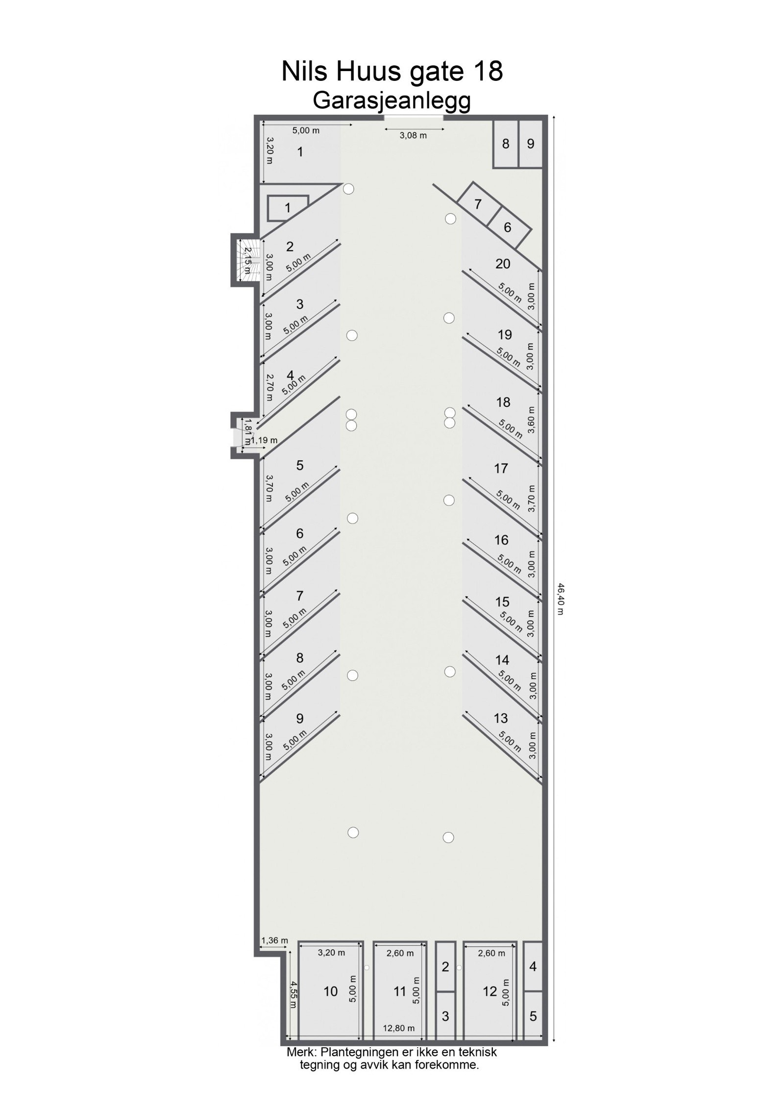 Planskisse garasjeanlegget. Galleribilde
