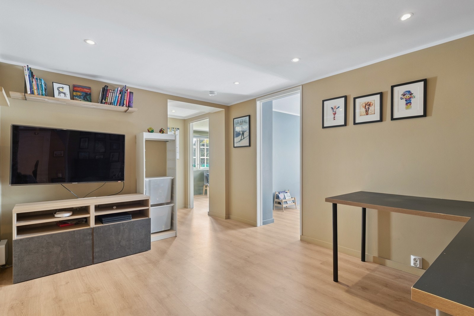 Tv-stue i underetasjen. Galleribilde