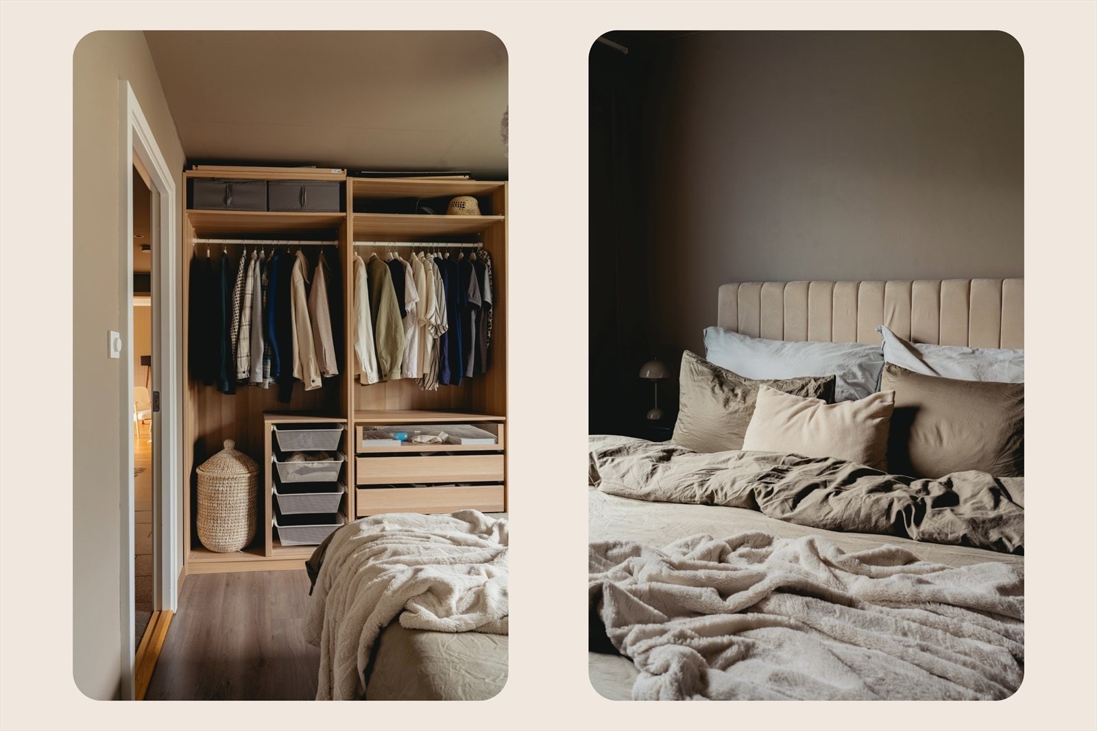 Soverommet er malt i tidsriktige farger og gir en lun hjemmekoselig følelse Galleribilde