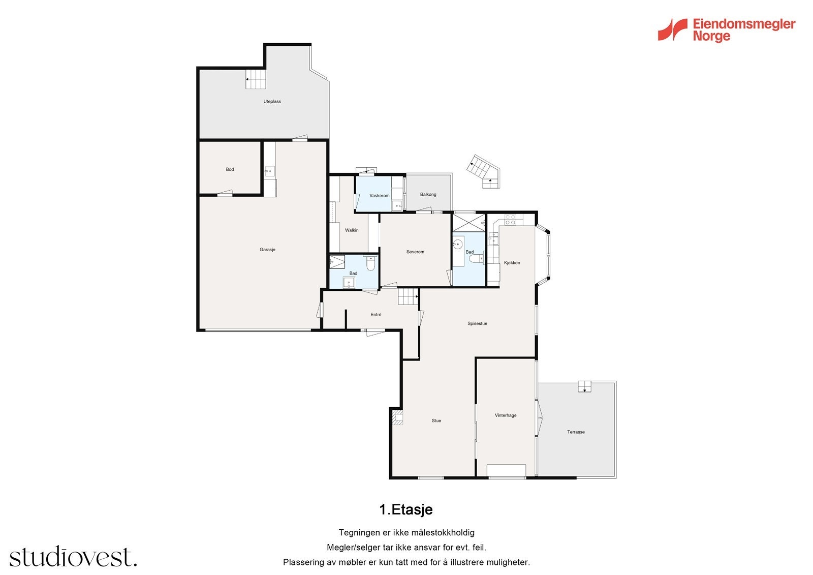 Plantegning 1. etasje Galleribilde
