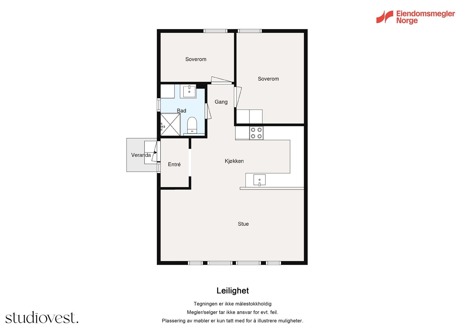 Plantegning leilighet over garasje. Galleribilde