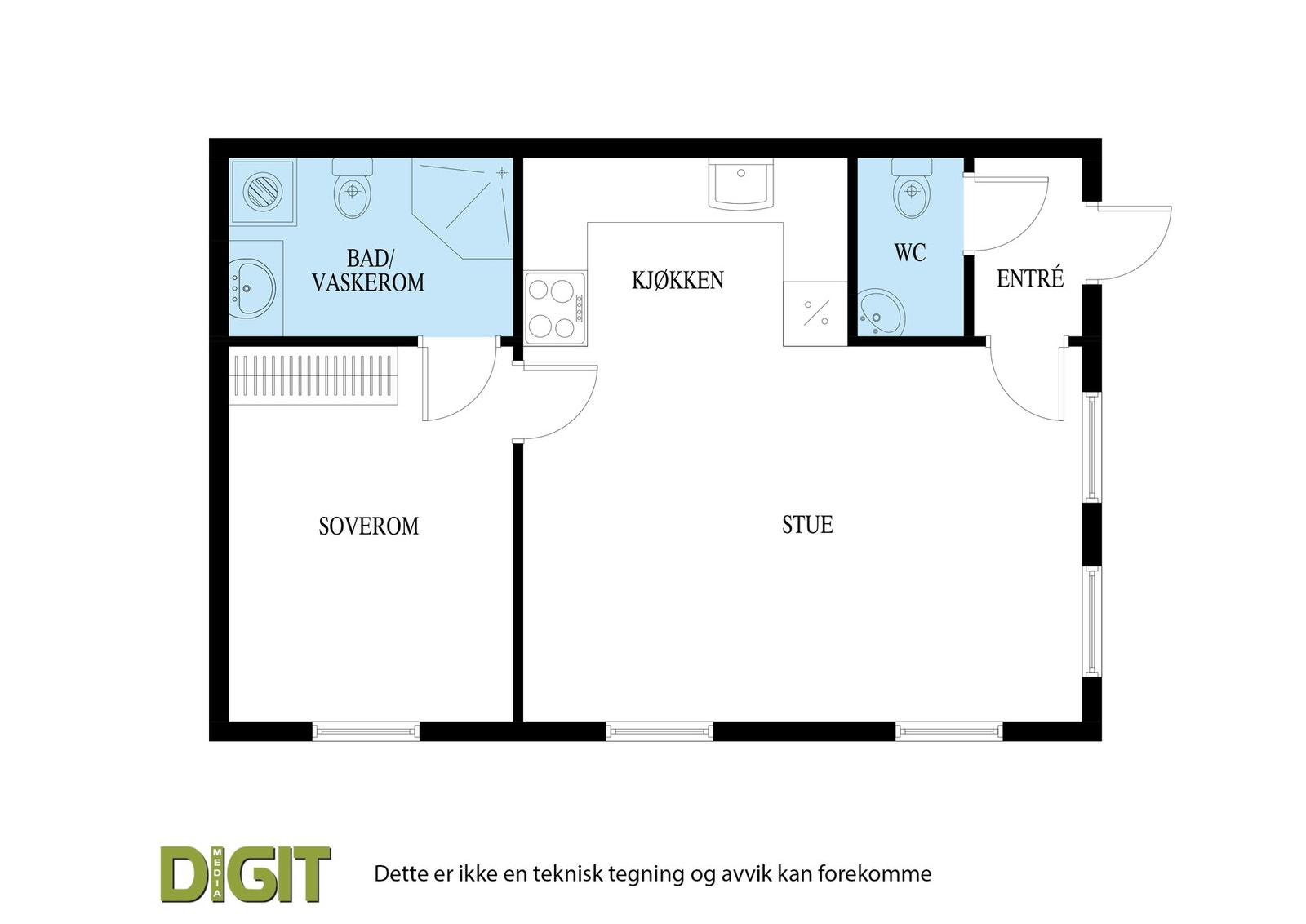 Plantegning av den separate utleiedelen. Galleribilde