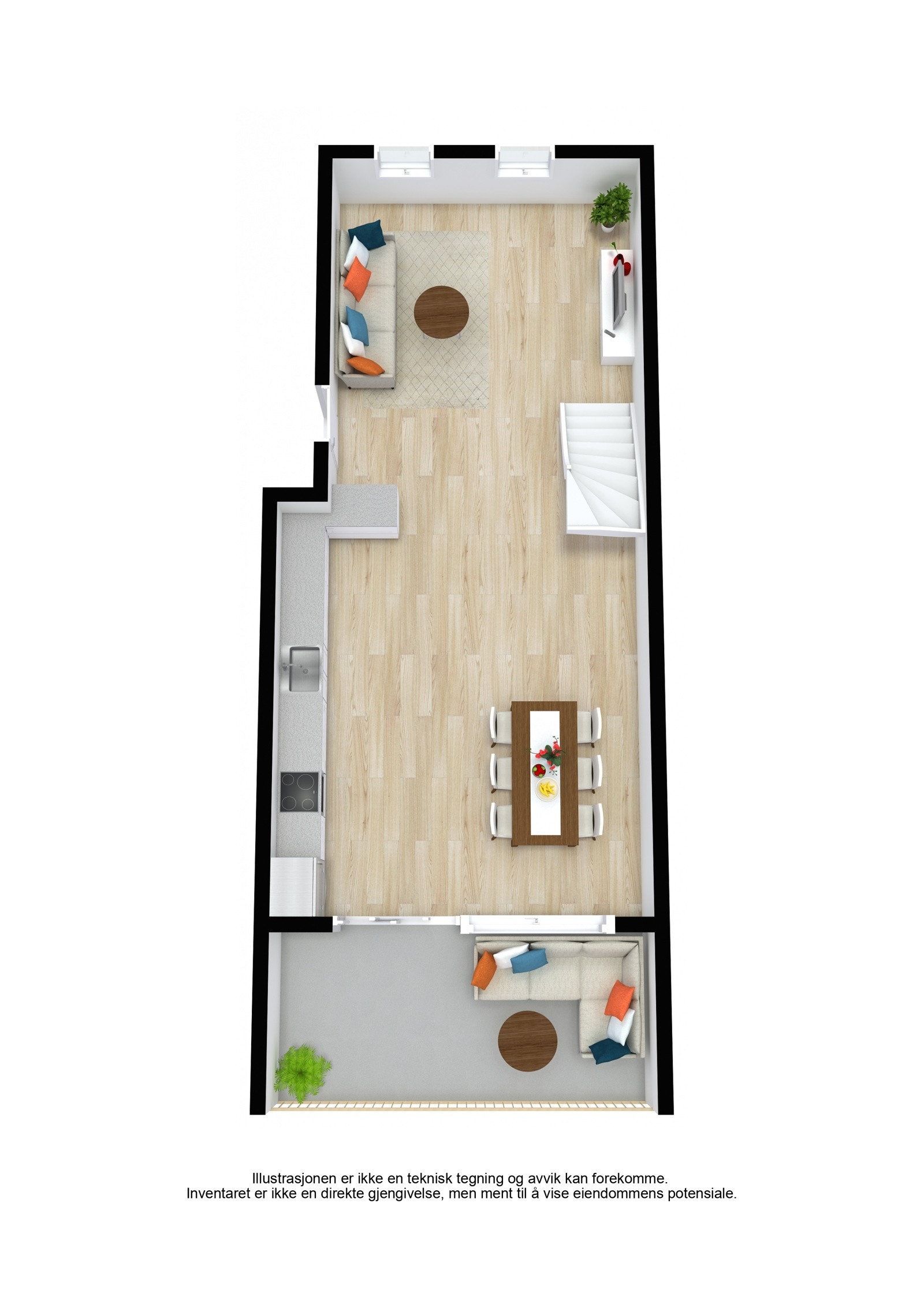 Plantegning 2.etg 3D. Galleribilde