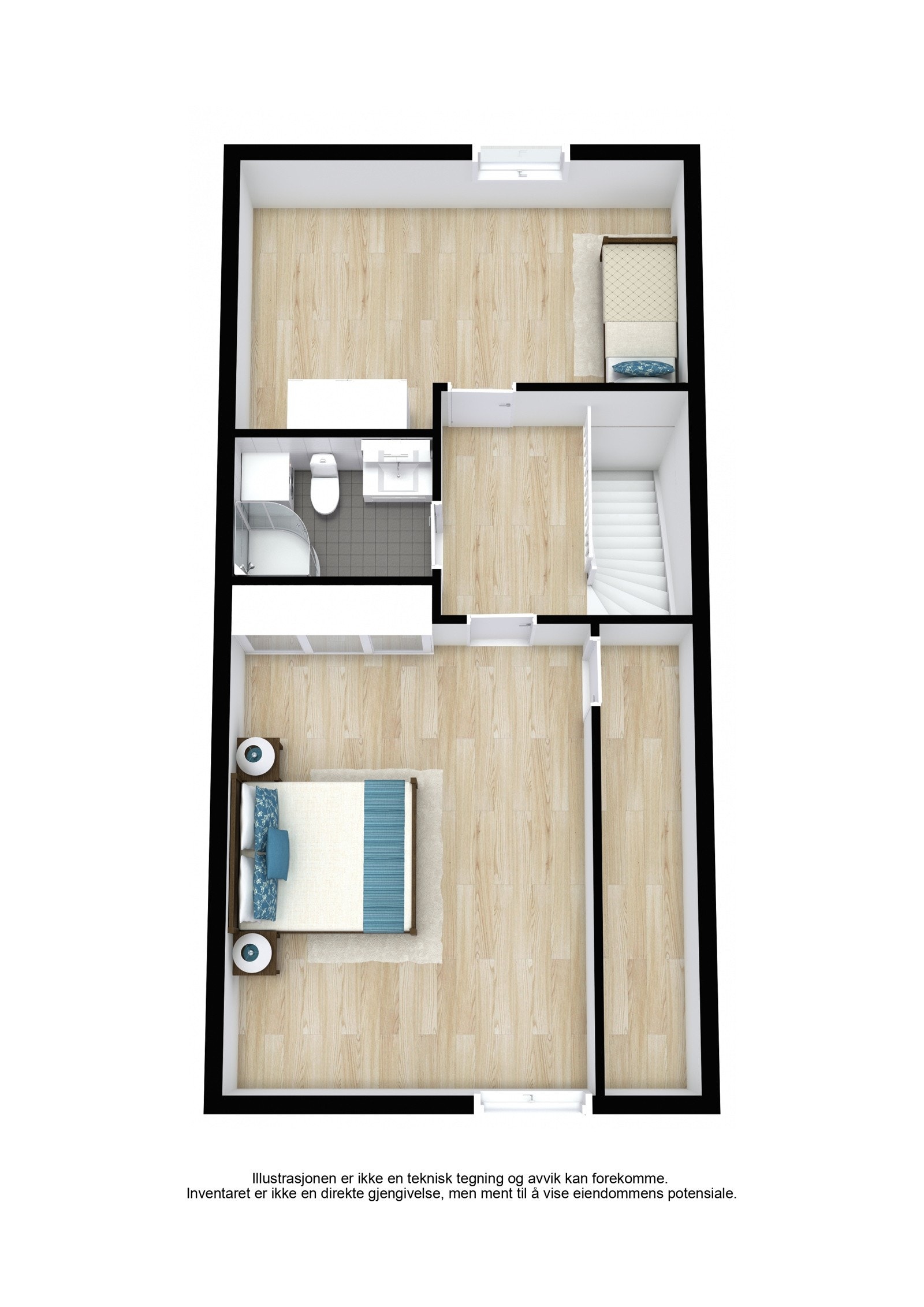 Plantegning 3.etg/loft 3D. Galleribilde