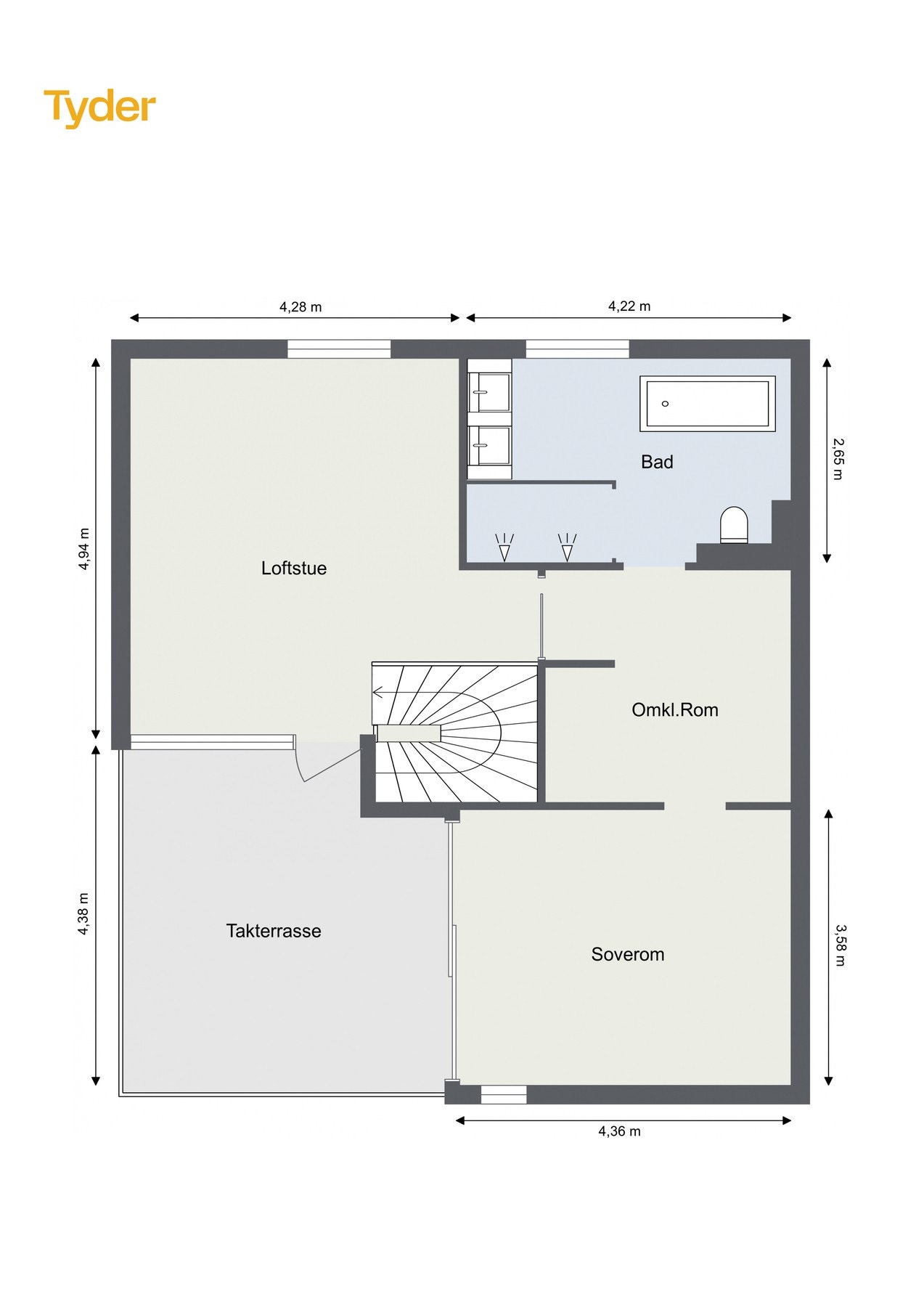 Plantegning loft-etasje. Galleribilde