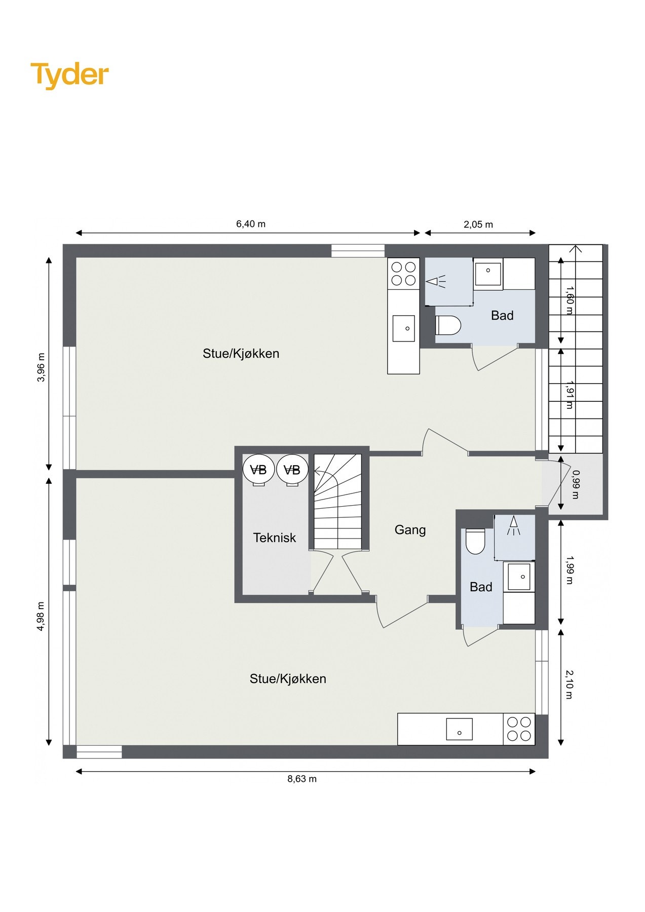 Plantegning underetasje. (to innredede deler med separat inngang) Galleribilde