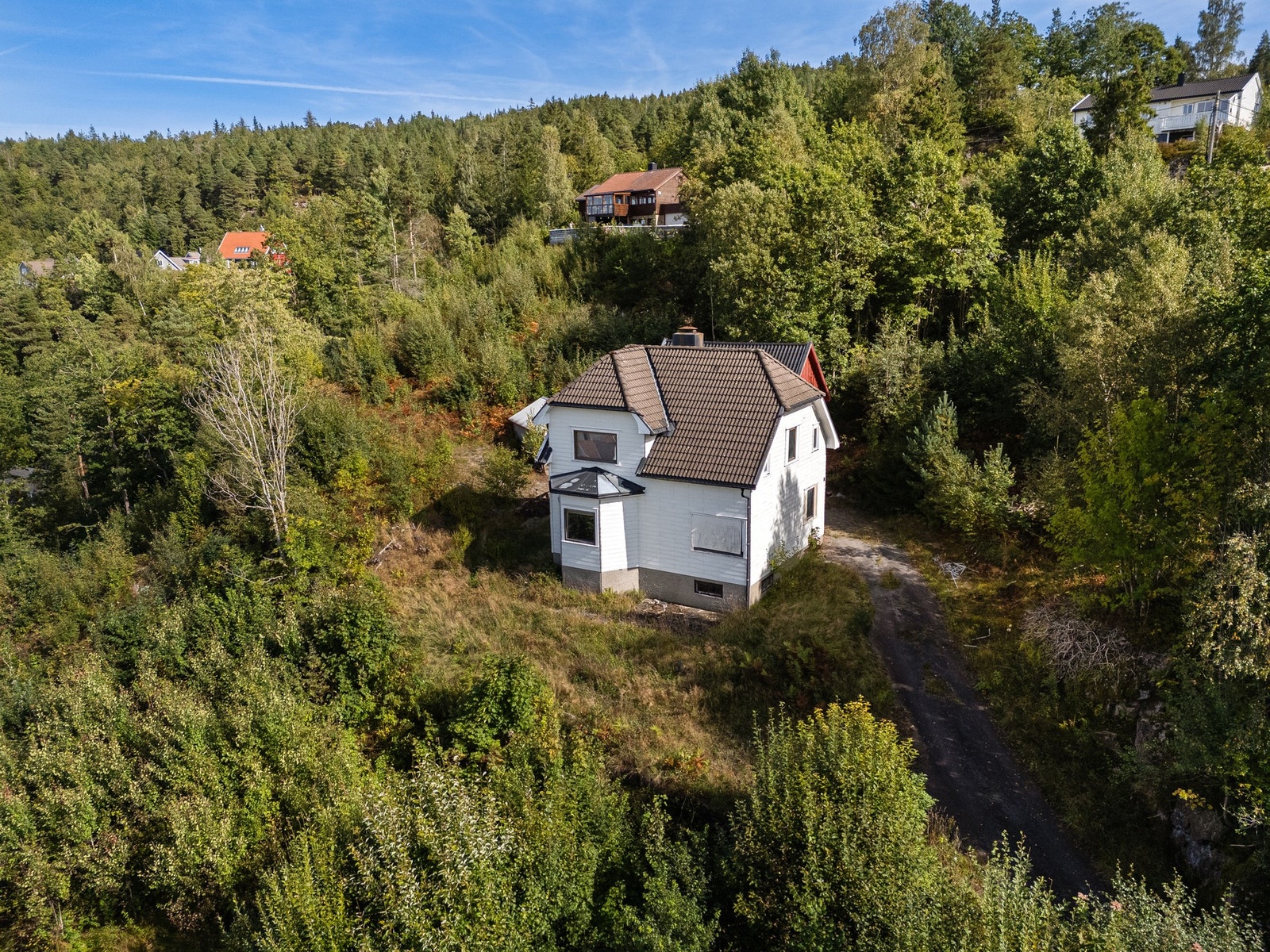 Dronefoto over bolighuset Galleribilde