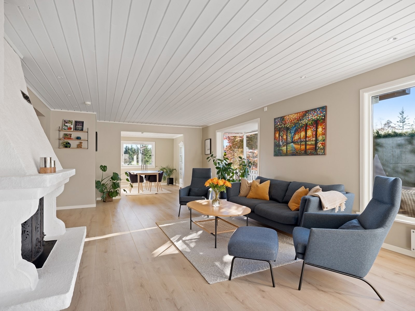 Stor stue med peis Galleribilde