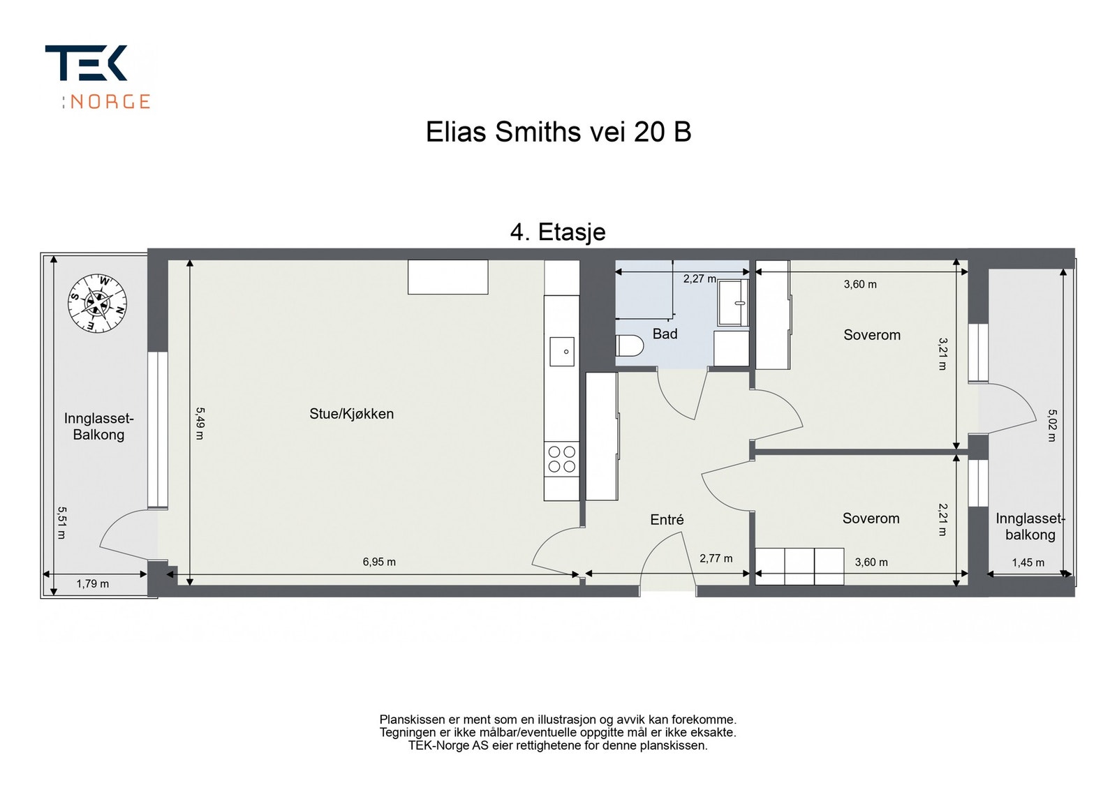 Plantegning Elias Smiths vei 20 B, 4. etasje Galleribilde