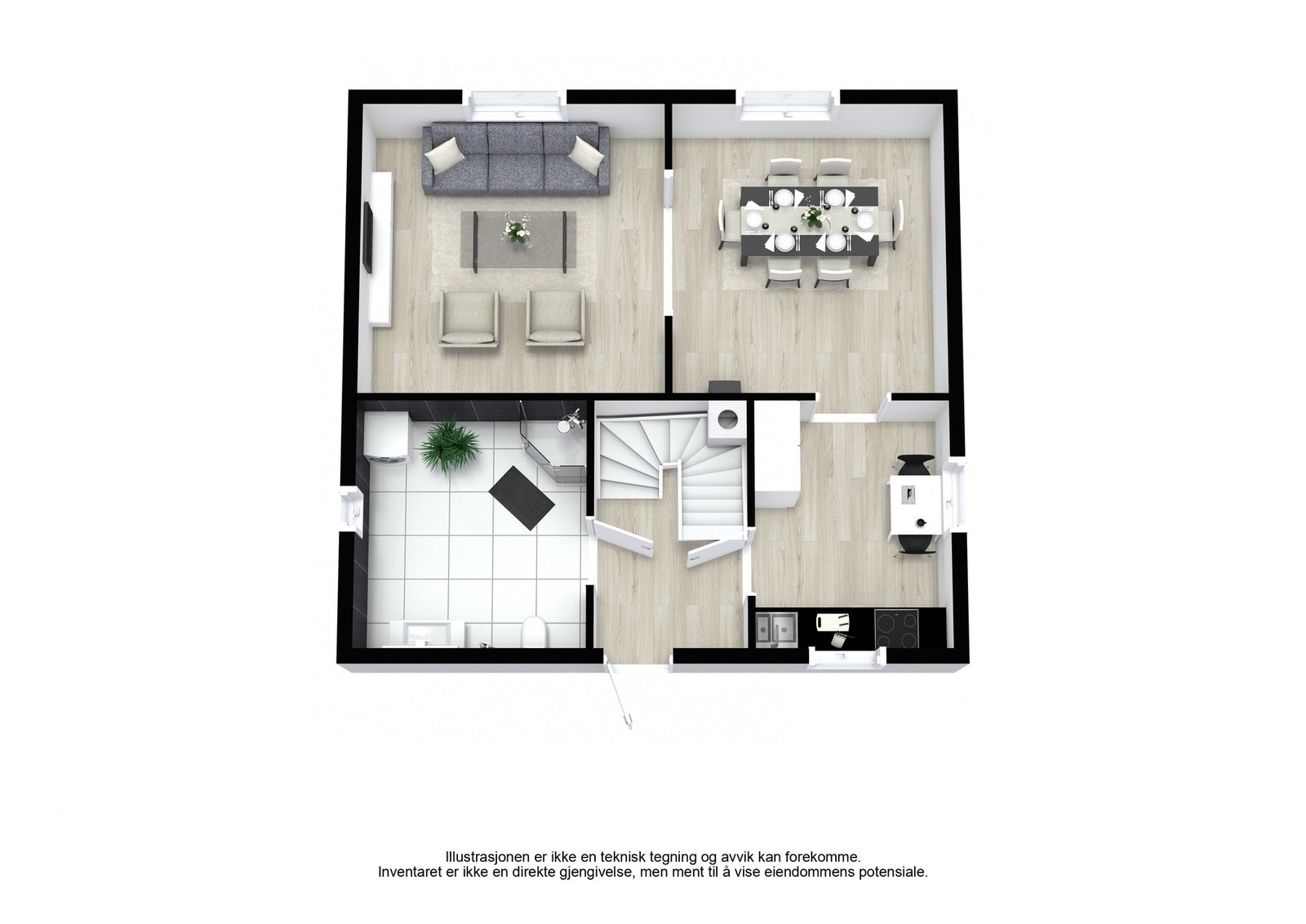 Plantegning 1. etasje Galleribilde