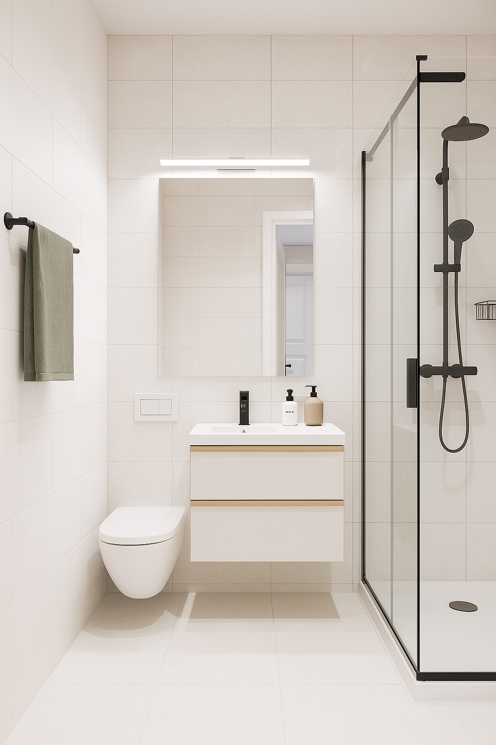 Det er vedtatt oppussing av bad i blokka. Dette er kun en illustrasjon av oppusset bad tatt i utgangspunkt av forrige bilde. Avvik vil forekomme. Galleribilde