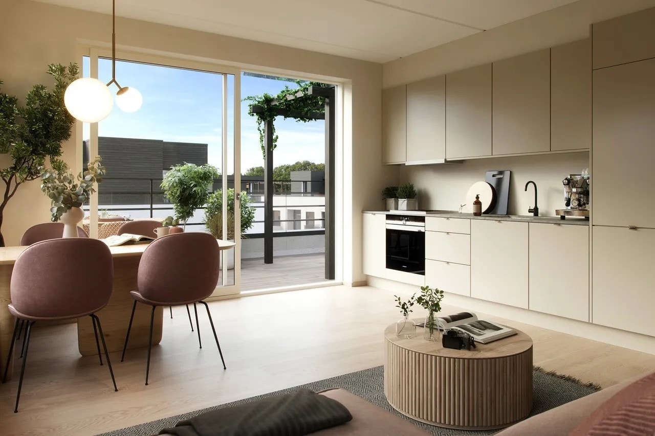 Kjøkken fra Studio Sigdal. Korn-innredning klargjort for integreringshvitevarer. Se prospekt for beskrivelse. Galleribilde