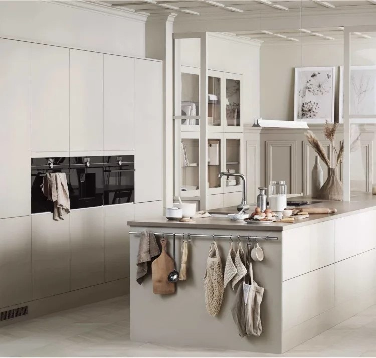 Kjøkken fra Studio Sigdal. Korn-innredning klargjort for integreringshvitevarer. Se prospekt for beskrivelse. Galleribilde