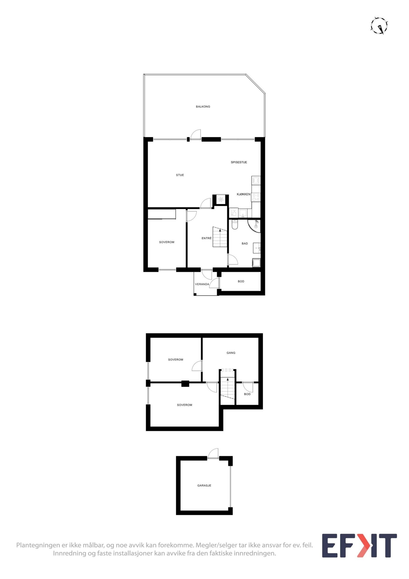 Plantegning for 1.etasje og 2.etasje. Galleribilde