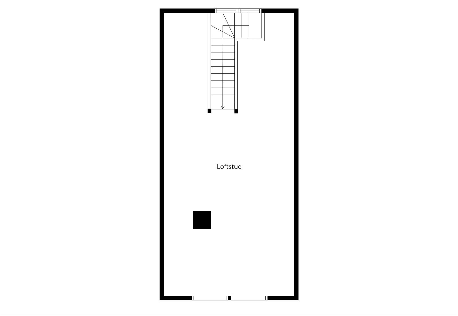 En loftetasje som i dag er benyttet som loftstue. Galleribilde