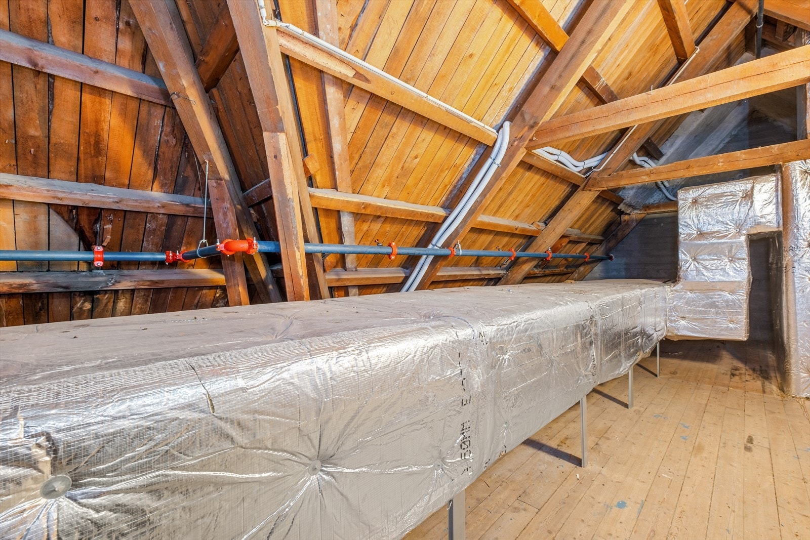 Kaldloft med ventilasjonskanaler og sprinkelrør Galleribilde