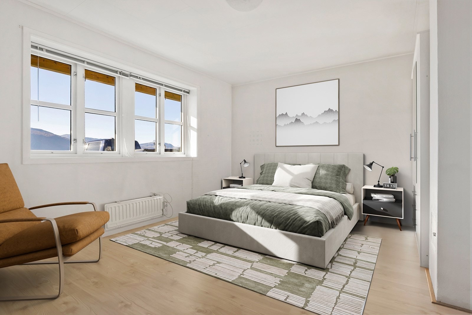 Soverom 2 av 3 i første etasje. (Digitalt stylet) Galleribilde