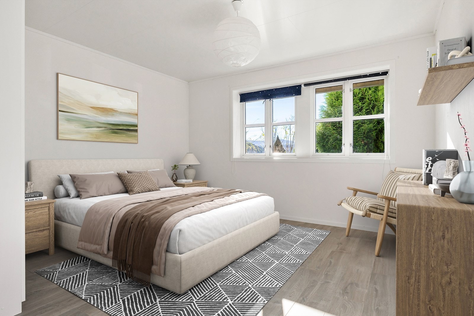 Soverom 1 av 3 i første etasje. (Digitalt stylet) Galleribilde