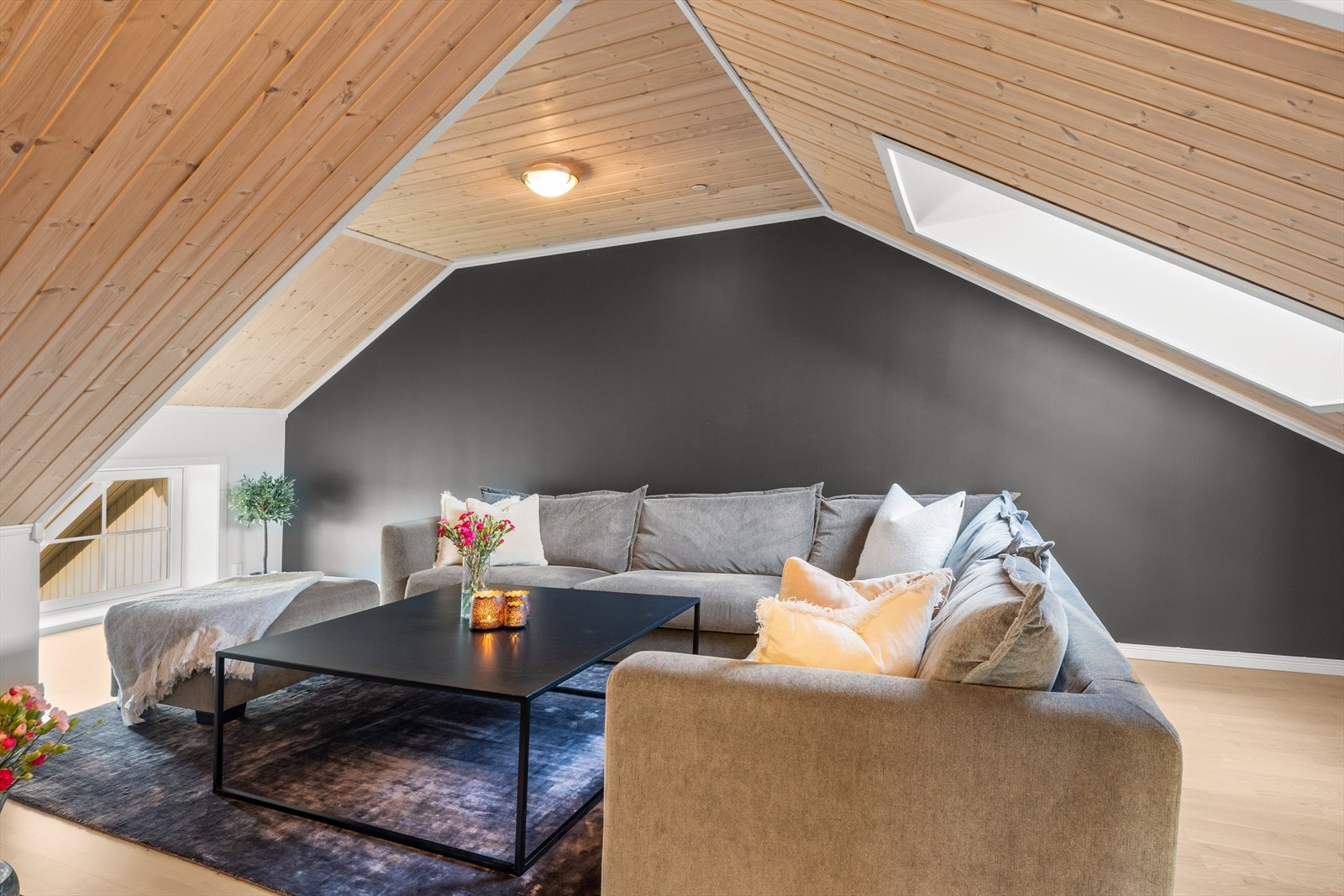 Moderne kontrastvegg sørger for en lun atmosfære. Galleribilde