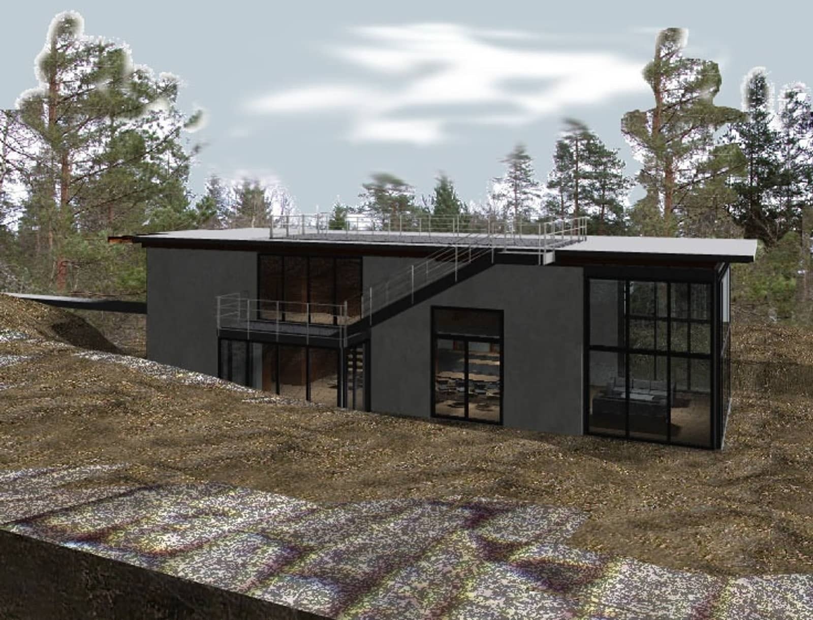 Arkitekttegning fra 2004. Det ble ikke sendt inn til kommunen. Galleribilde