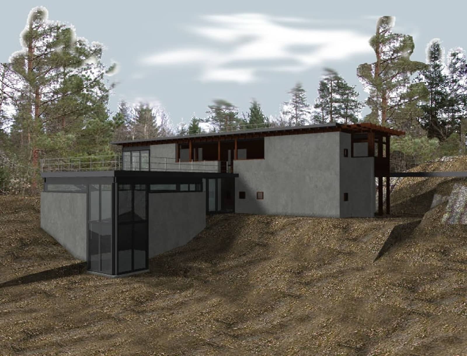 Arkitekttegning fra 2004. Det ble ikke sendt inn til kommunen. Galleribilde