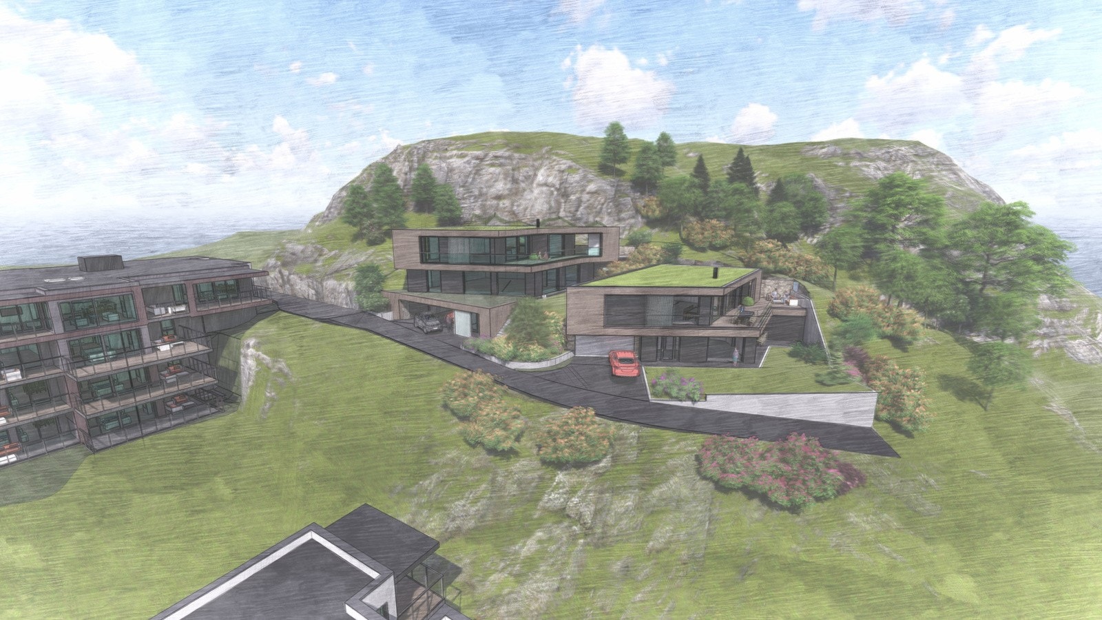 - Bygg A går over tre plan og er i alt ca. 269,5 kvm BRA inkl. garasje Bygg B gå over to plan og er ca. 242,4 kvm BRA inkl. garasje - (Skisse laget av Norconsult) - Galleribilde