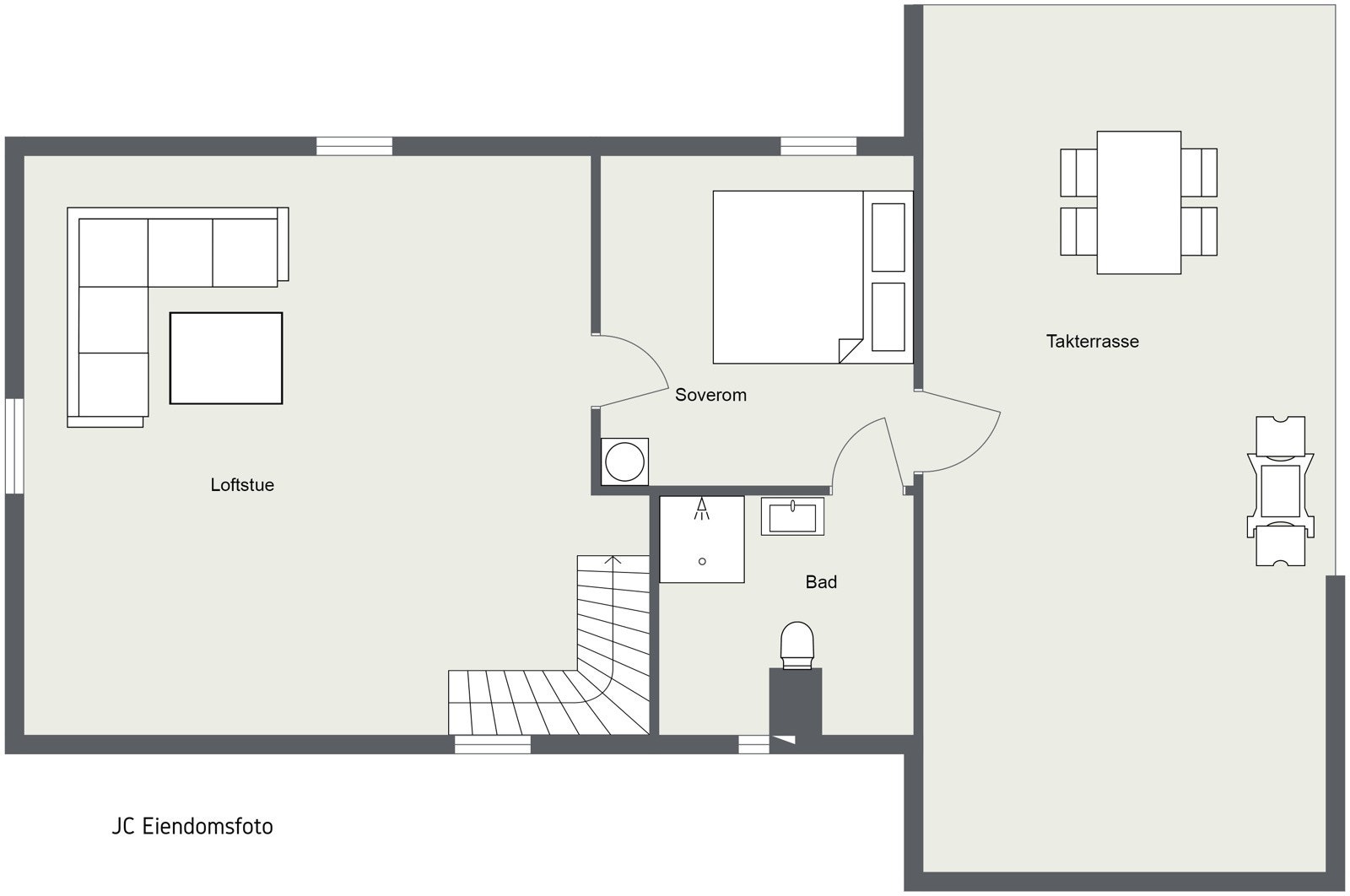 2D Plantegning - Loftsetasje. Galleribilde