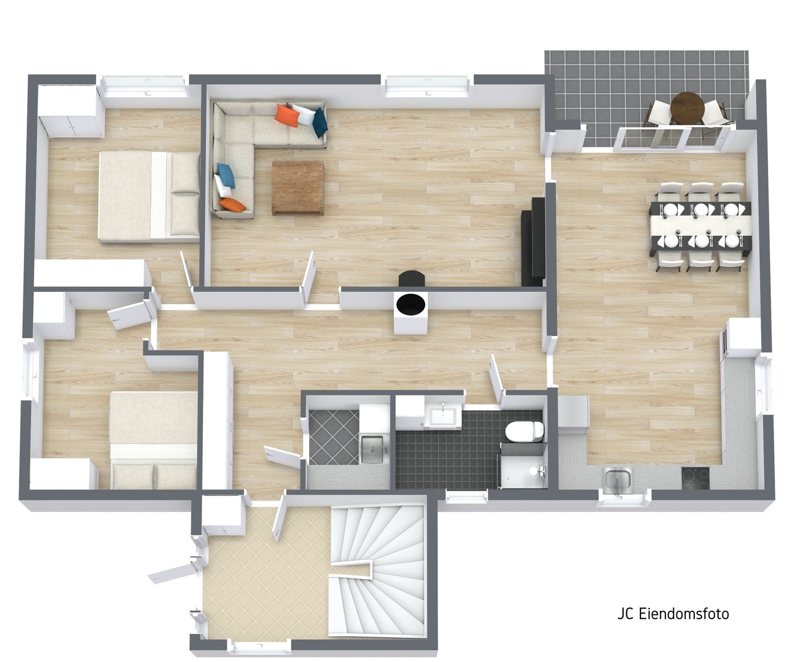 3D Plantegning - 1.etasje. Galleribilde