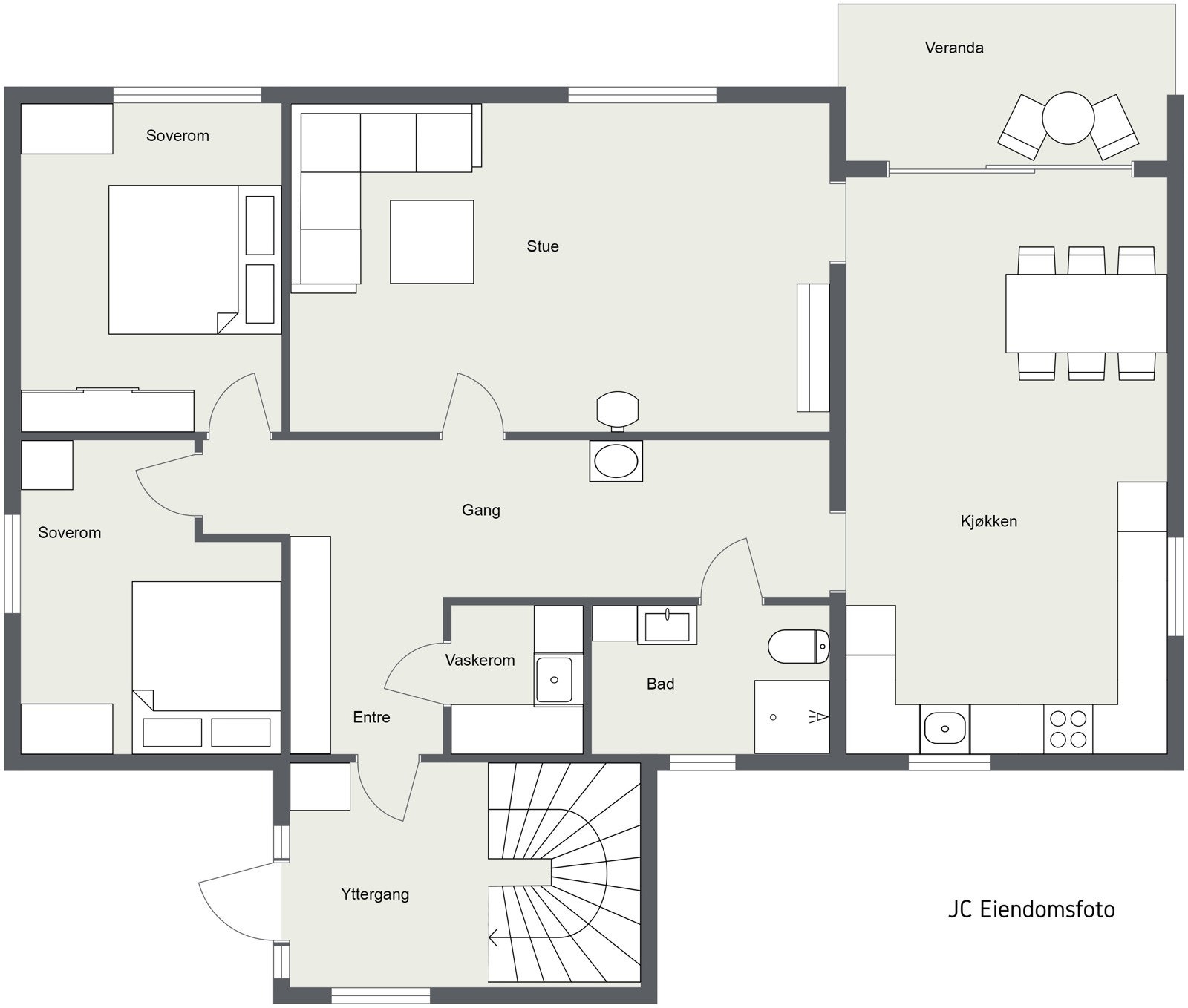 2D Plantegning - 1.etasje. Galleribilde