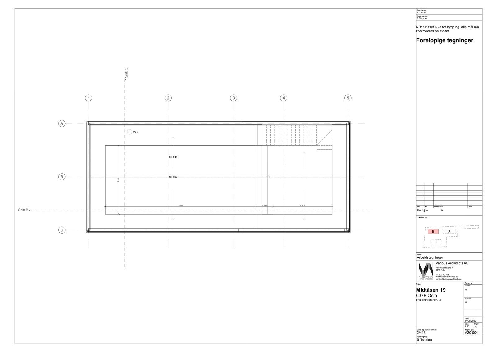 Plantegning takterrasse Galleribilde