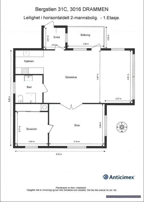 Plantegning over leiligheten Galleribilde