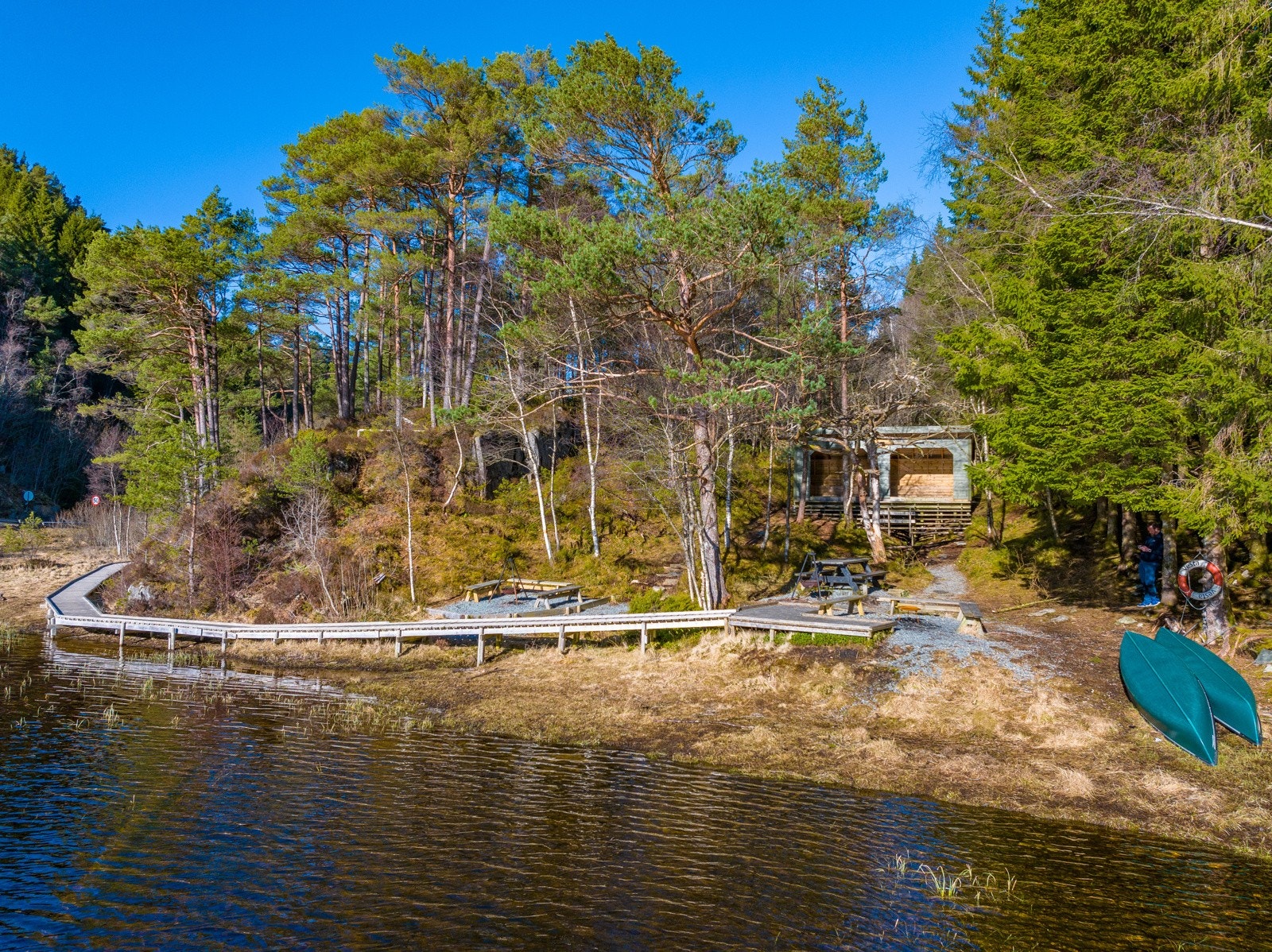 Her er det lalget til gangvei inn til oppholdsplass med benker og gapahuk. Tur passelig for de små Galleribilde